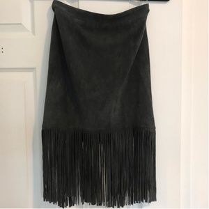 Scoop NYC fringe suede skirt